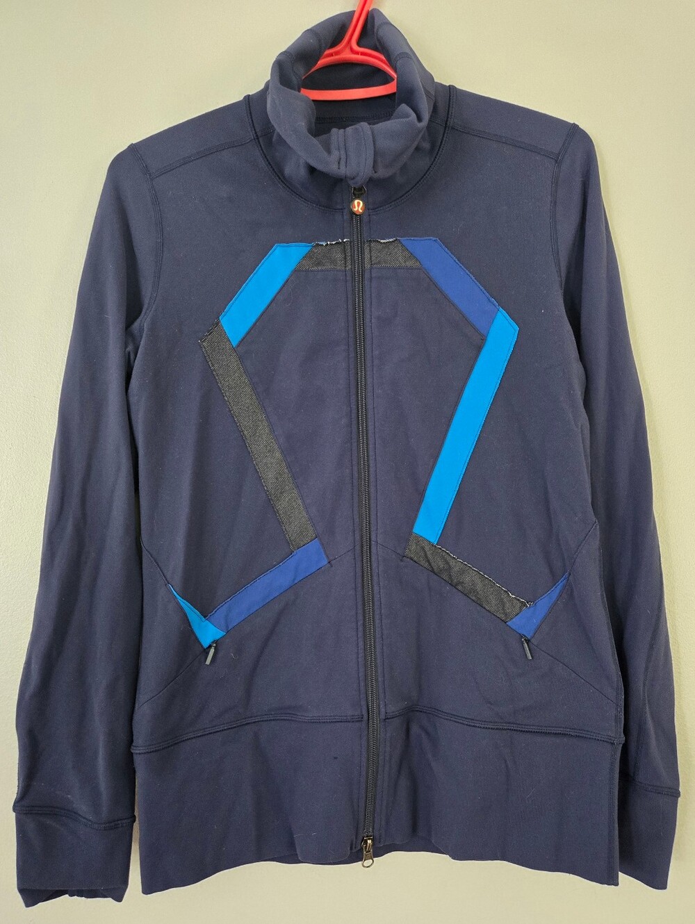 Lululemon Origami In‎ Stride Dark Blue Full Zip High Neck Jacket Size 8